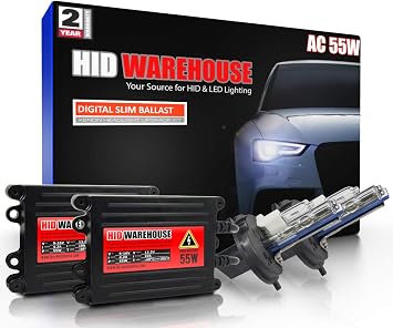 HIDWarehouse H4 43K 55W AC Xenon Bundle - Xenon Headlight Bulb with Slim AC Ballast - 9003, HB2, 4300K Bright Daylight- Xenon Lights