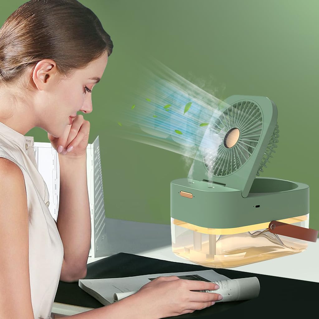 ZORBES® 2 in 1 USB Fan Humidifer, USB Cooling Fan Desk Air Humidifier 2.5L Dual Spray Foldable USB Desktop Fan Travel USB Fan with Handle 3 Speeds USB Plug Go Fan Humidifer for Desk, Office, Bedroom-image-5