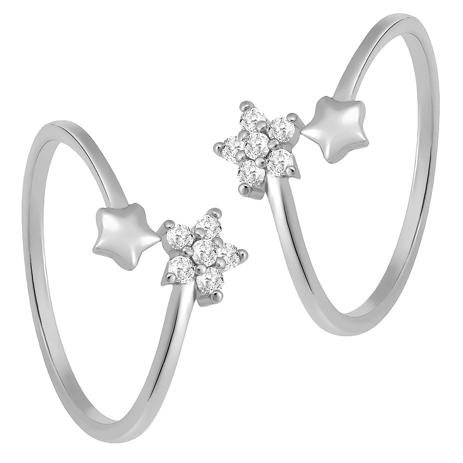 Cubic Zirconia Studded Fancy Toe Ring Adjustable Bichiya Fashion Jewellery Gift for Women