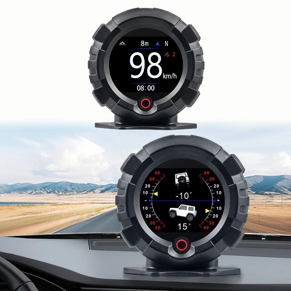 Medidor digital de pendiente GPS e inclinómetro con pantalla frontal, medidor de ángulo de paso todoterreno para camioneta 4x4, SUV, velocímetro de altitud en tiempo real, monitor de datos para