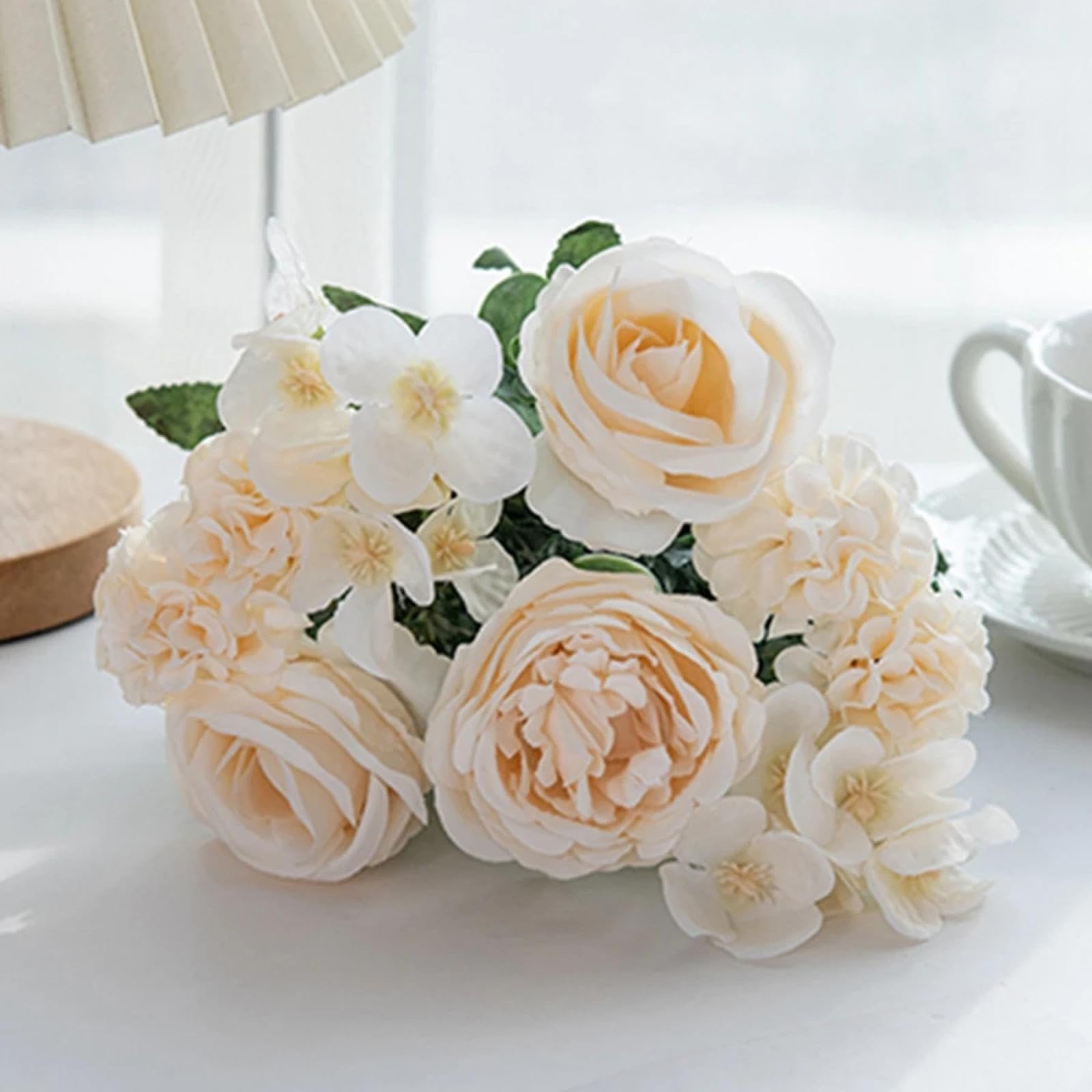 Fleurs artificielles de mariage et couronne de festival en soie blanche pour maison