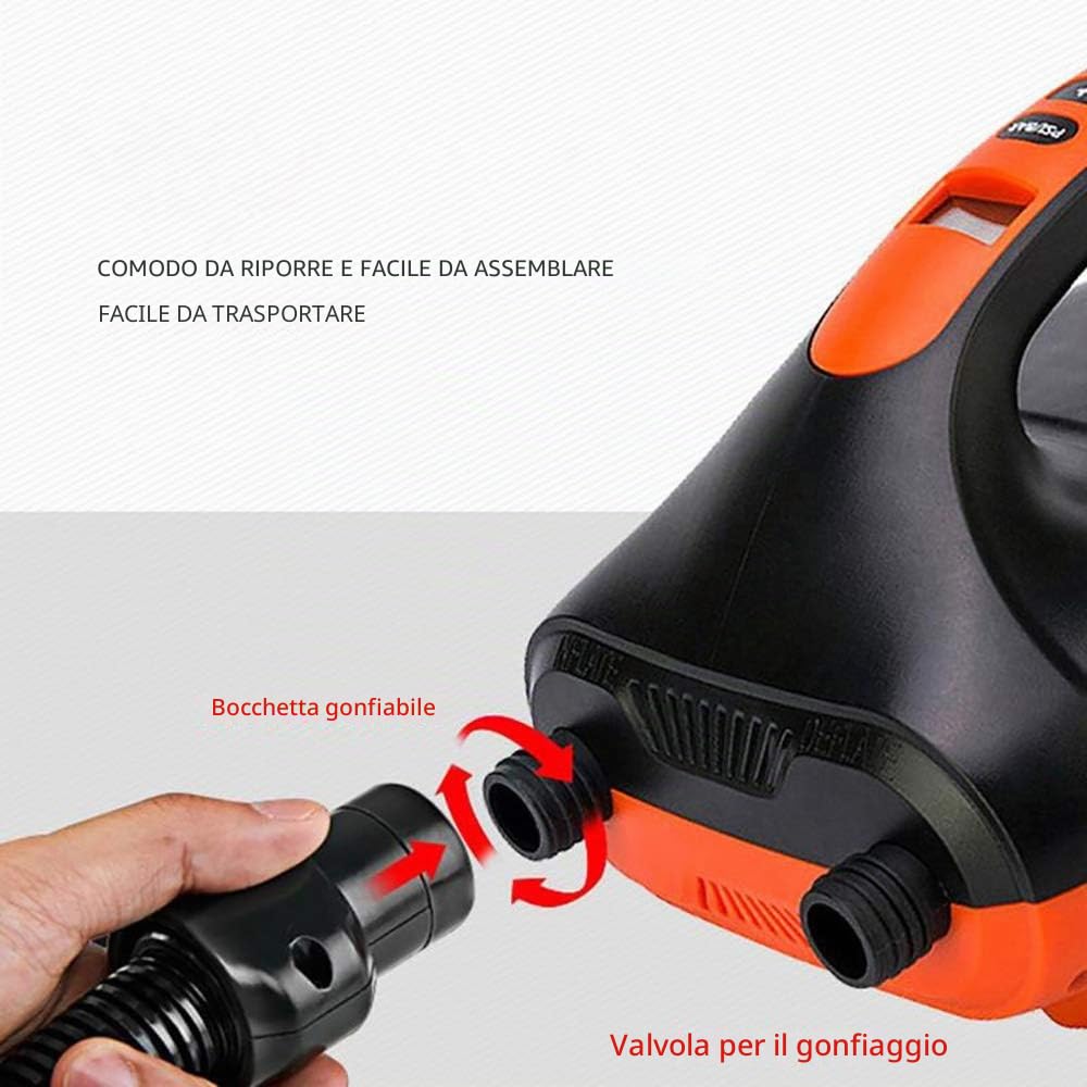 Pompa ad aria elettrica SUP 20PSI 12V DC Pompa ad alta pressione con funzione intelligente a doppio stadio Auto-Off per gonfiare paddle board barca materassino gonfiabile kayak zattere giocattoli