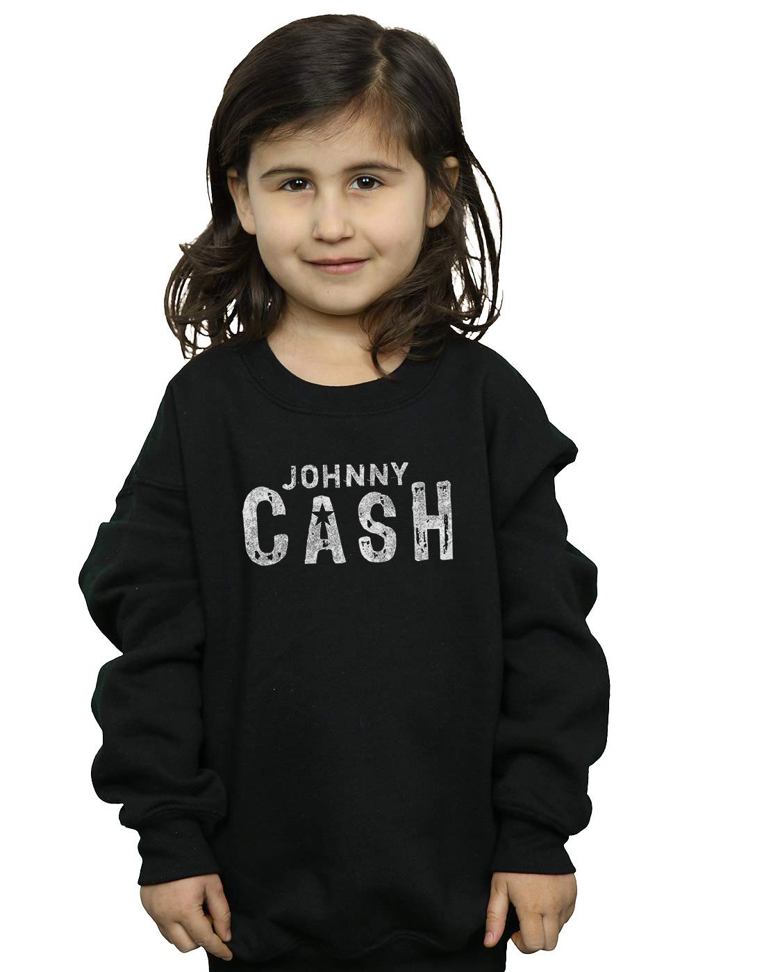 Absolute Cult Johnny Cash Girls Star Name Sweatshirt Black 9-11 Years