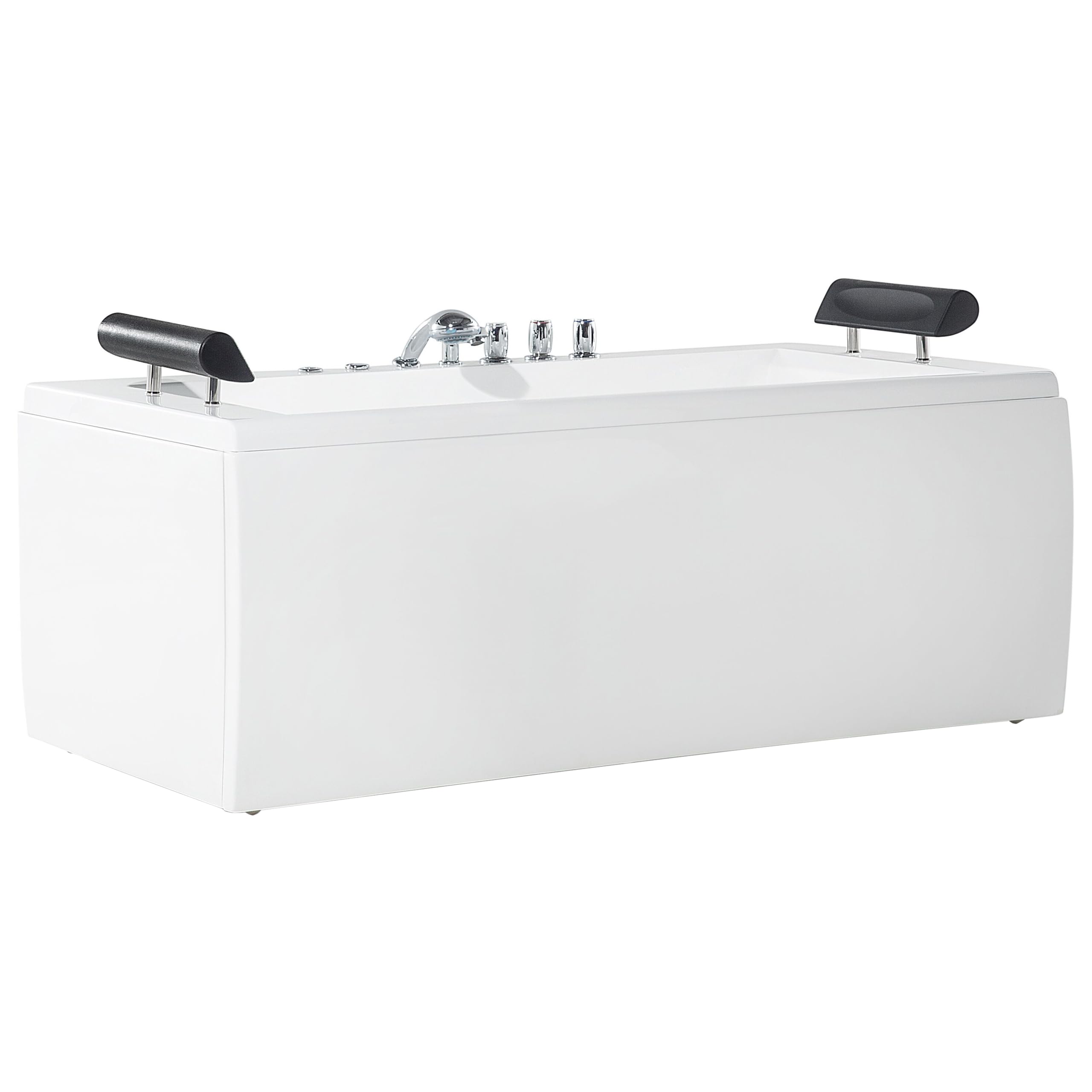 Bañera de hidromasaje de acrílico sanitario blanco plateado LED 172 x 83 cm moderno Montego