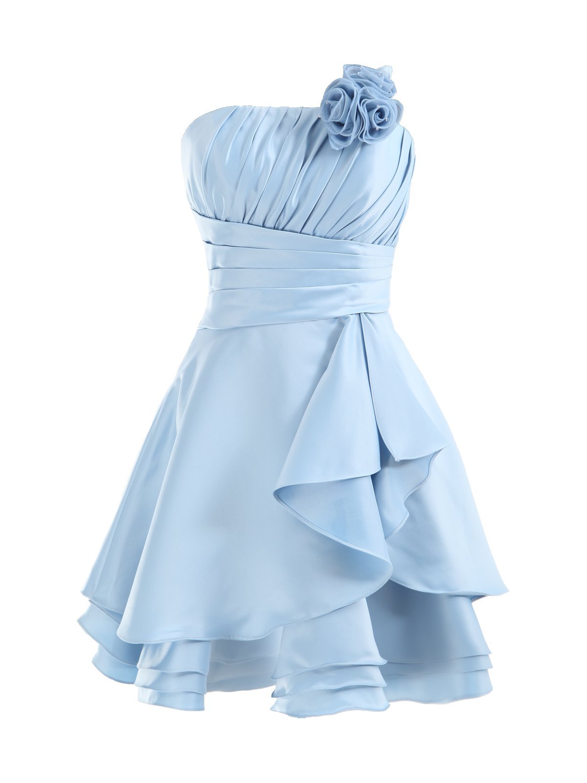 COCOMELODY Women's A Line Knee Length Strapless Lace Up Bow Satin Party Dress