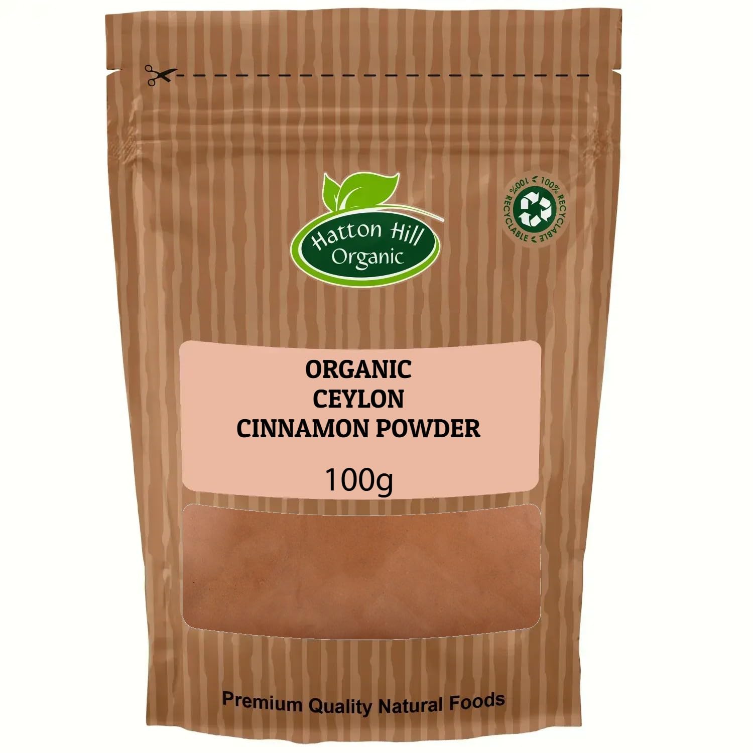 Organic Ceylon Cinnamon Powder 100g by Hatton Hill Organic | Delicate and Sweet, True Cinnamon, Perfect for Culinary Creations