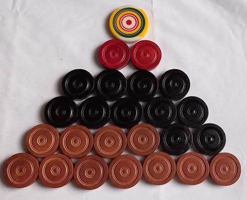 Miniatura 3 de Carrom Board Monedas de Madera 24-Coins 1-Striker Utilizado en el Torneo Internacional Carrom 100% Original