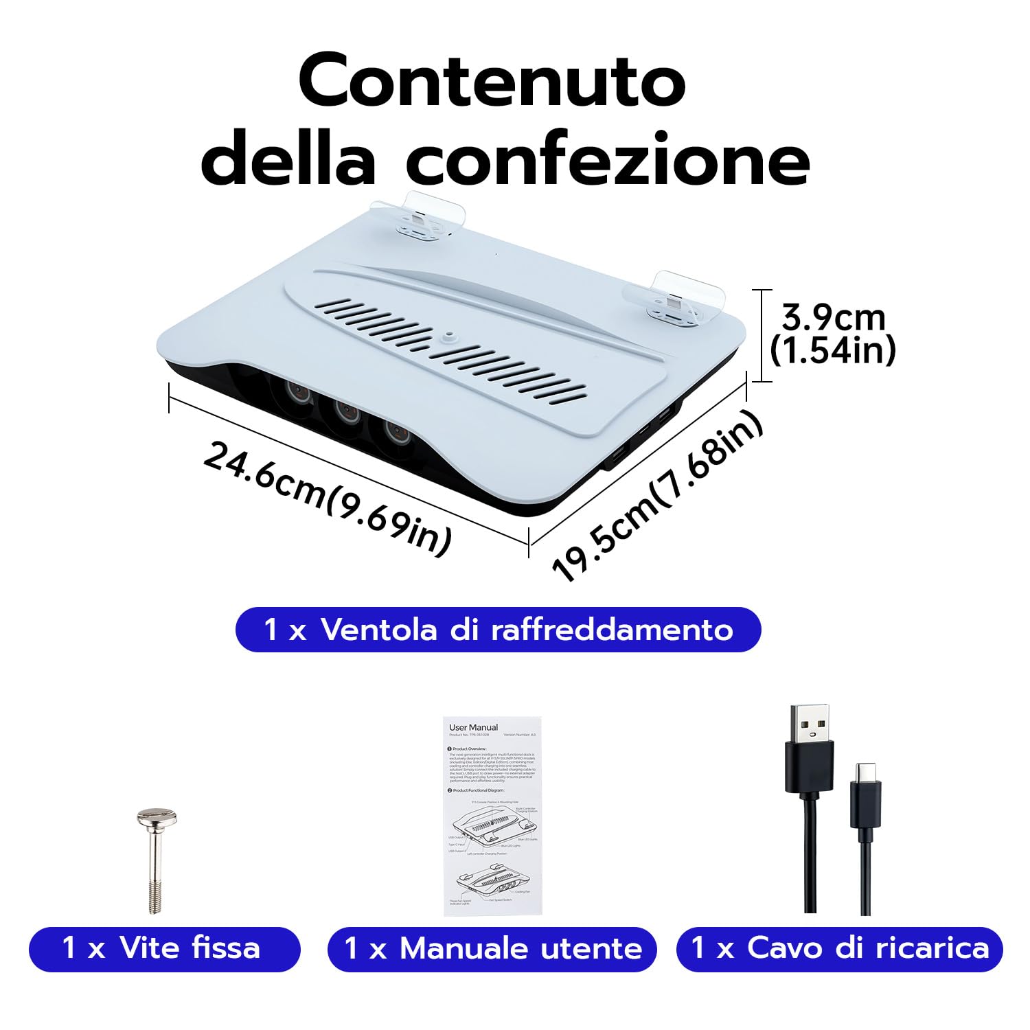 Wigearss Supporto Verticale di Raffreddamento PS5 con Doppio Controller di Caricatore per PS5/PS5 Slim/PS5 PRO UHD/Digital Edition