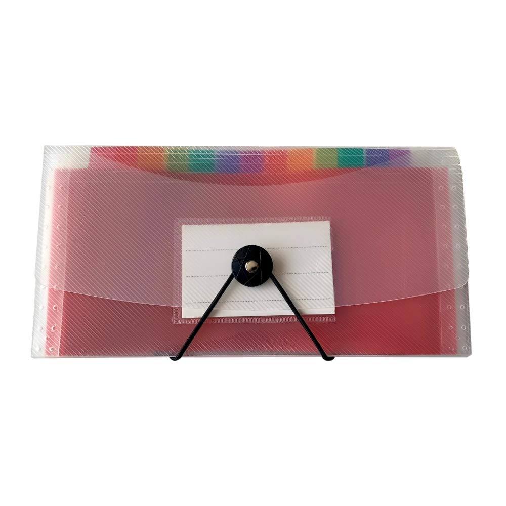 Janrax A4 Plastic 13 Pockets Expanding File Folder with Rainbow Tabs & Elastic Closure, Accordion Document Organiser, Portable Filing Wallet for Paperwork Office Stationery Storage