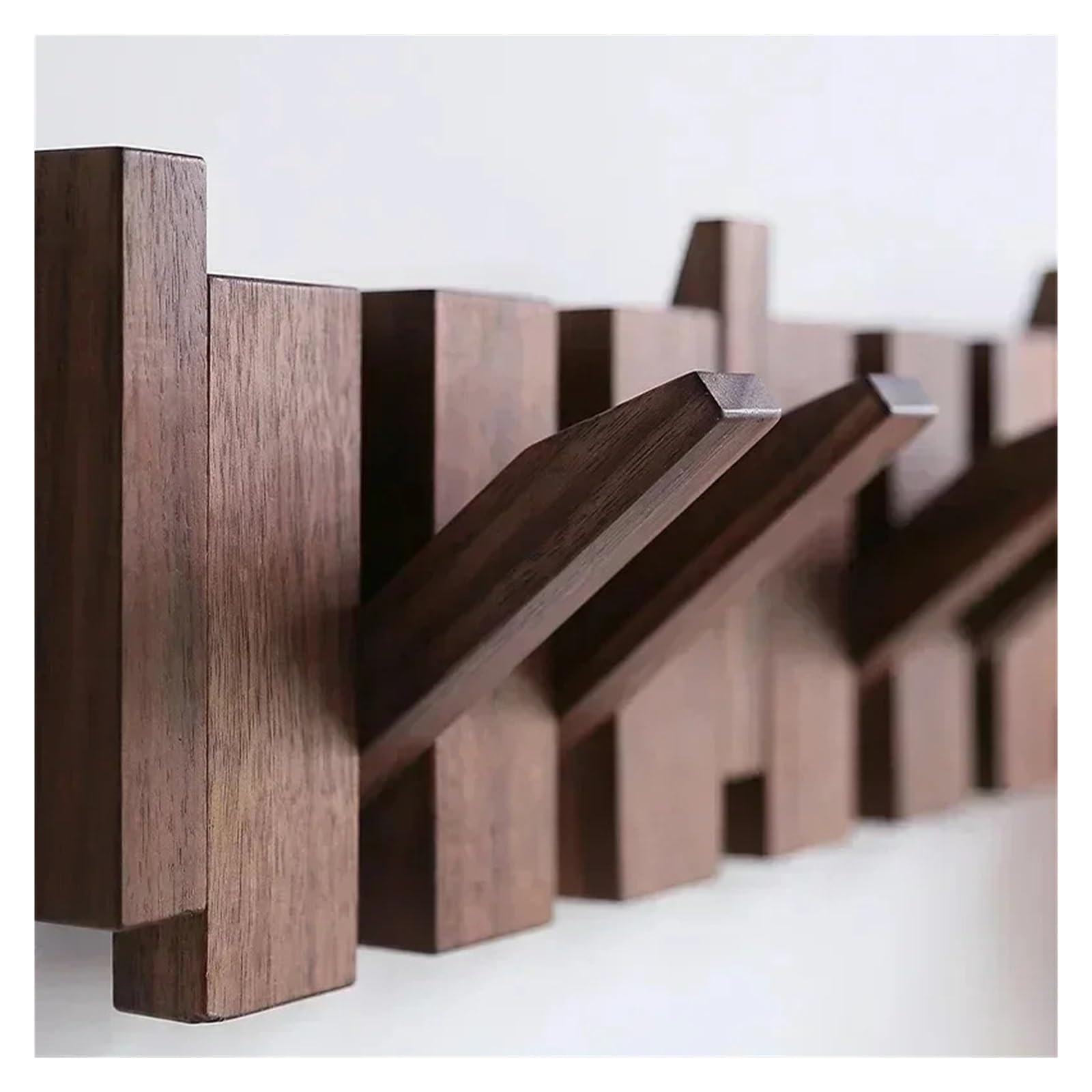 Porte-manteau mural en noyer à suspendre au mur, porte d'entrée, porche, porte-manteau perforé en bois massif perforé pour clés de piano, crochets à vêtements (marron, 32 x 15 cm)