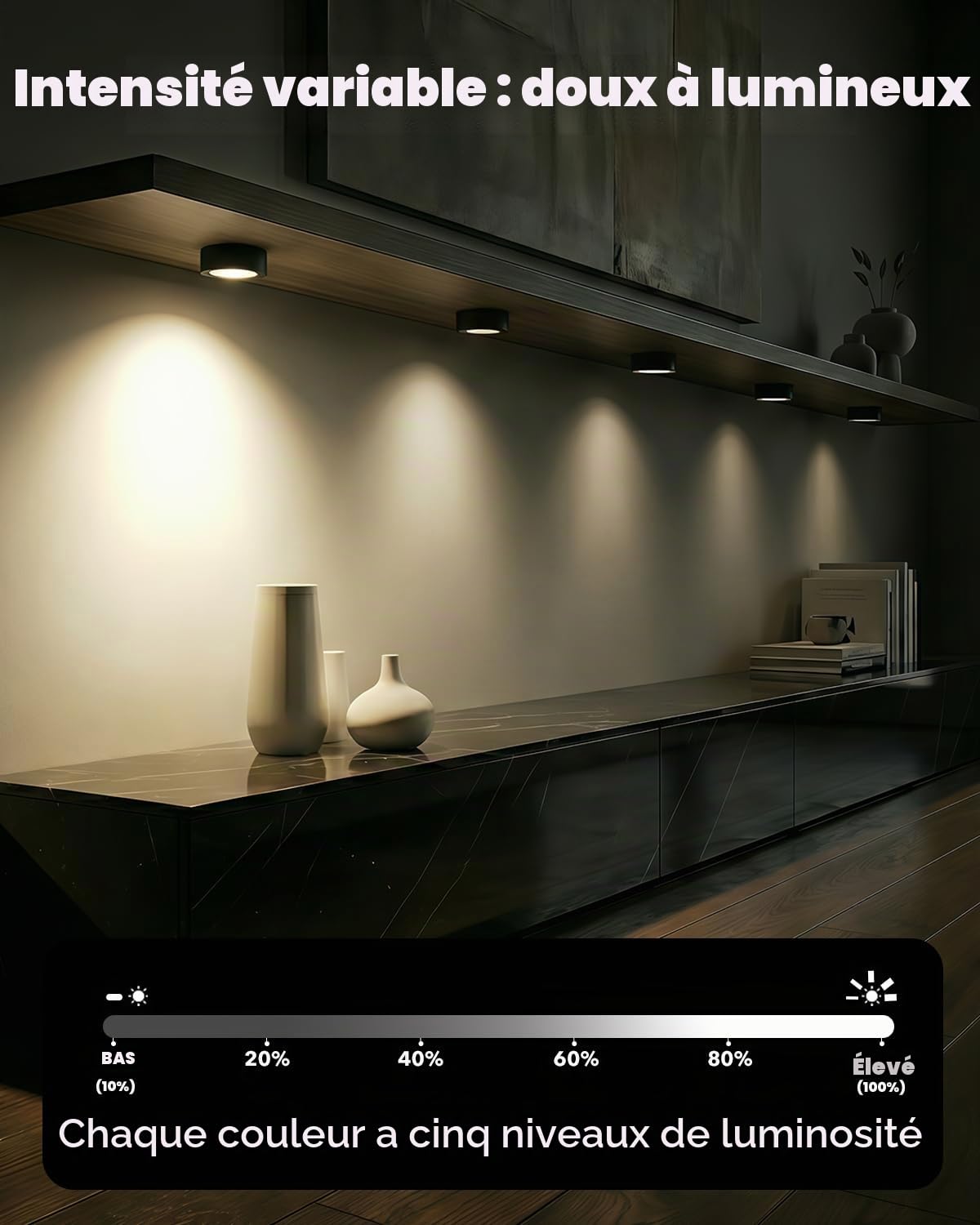 2400mAh Lampe Vitrine Télécommande, Spot LED Placard Rechargeable | USB, RGB, Minuterie, Autocollant, Magnétique Batterie de Eclairage Cuisine Sous Meuble Sans Fil Pile pour, Armoire, Etagère