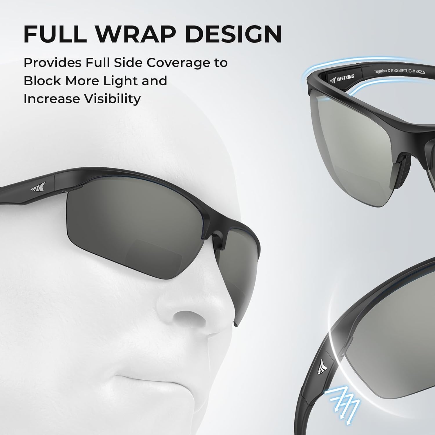 KastKing Tugaloo Semi-Rimless Bifocal Polarized Reader Sunglasses, Bi-focal x1.5 x2.0 x2.5 Magnifications, UV Protection - Image 2