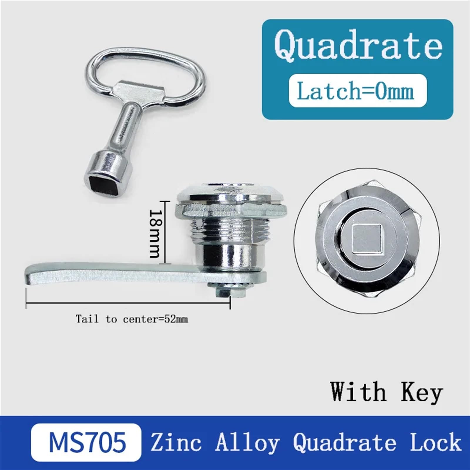 Serratura elettrica for armadio elettrico a triangolo/quadrato/profilo alare MS705-18 in lega di zinco, scatola contatore elettrico, serratura a camma, cassetto, serratura di qualità (Size : 3sets-qu