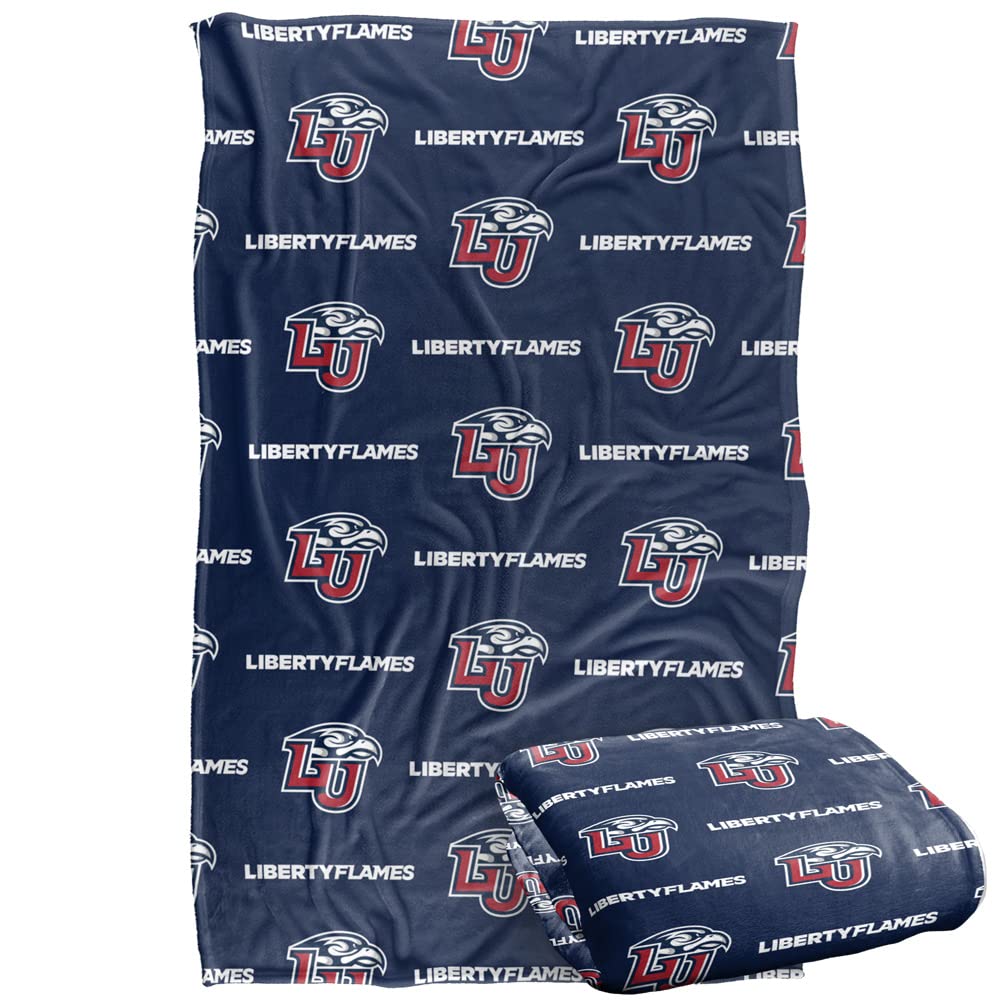 Liberty University Flames - Manta de 36 x 58 pulgadas, patrón de logotipo, tacto sedoso súper suave