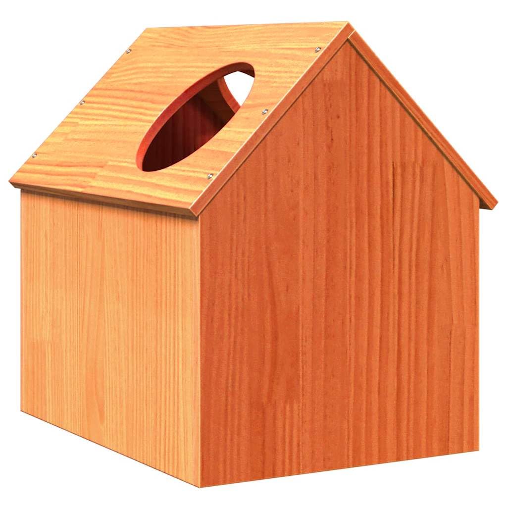 Casetta per gatti in legno di pino massiccio, marrone cerato, 41 x 50 x 50 cm, con tetto stabile e gradini, mobile per interni per gatti per arrampicata, giocare, riposare, rifugio in