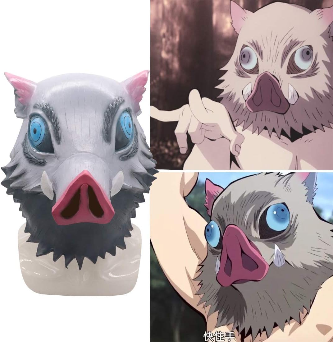 TAIKUU Demon Slayer Kimetsu No Yaiba Hashibira Inosuke Cosplay Costume Wild Boar Mask Prop