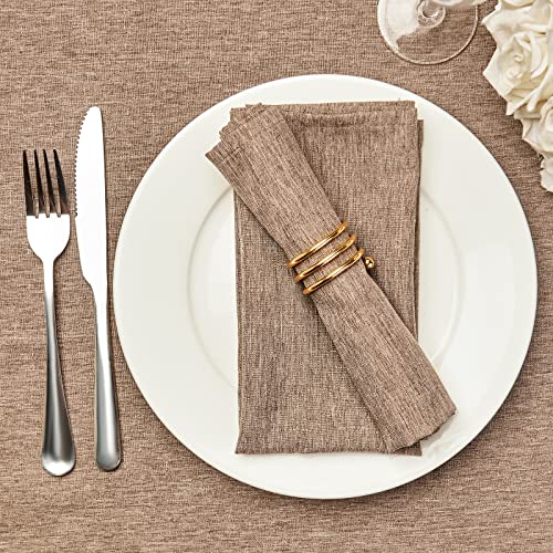 Mebakuk Cloth Napkins Set of 6, Premium 17 x 17 Inch Solid Washable Linen Style Napkins, Soft Table Napkin for Wedding Party Restaurant Dinner Parties (Flaxen, Set of 6)