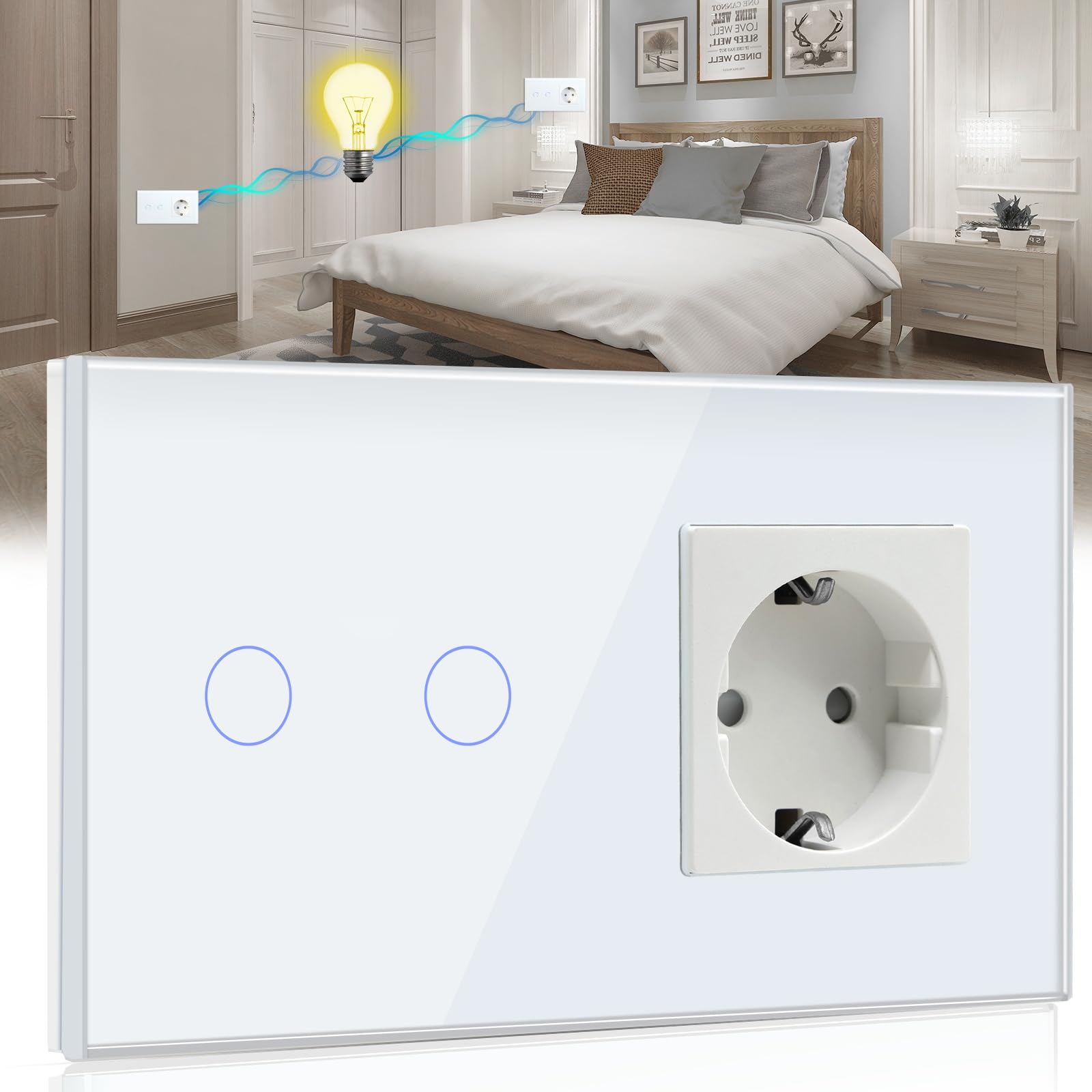 BSEED Touch Lichtschalter Touch Schalter Unterputz 1/2/3 Fach 1/2 Wege