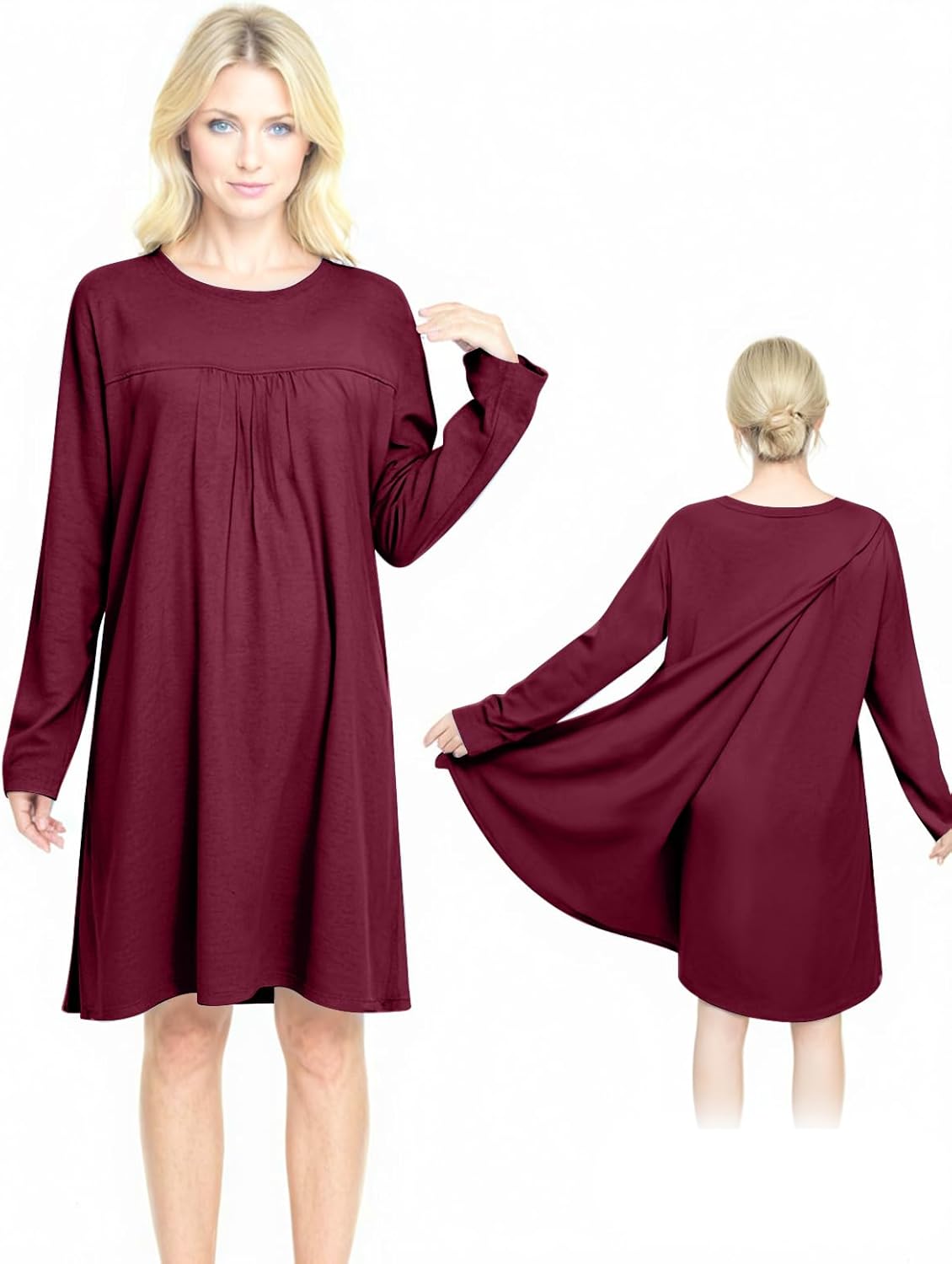 Open Back Hospital Gowns for Women Long Sleeve Open Back Dress Nursing Gowns Post Shoulder Surgery Dress