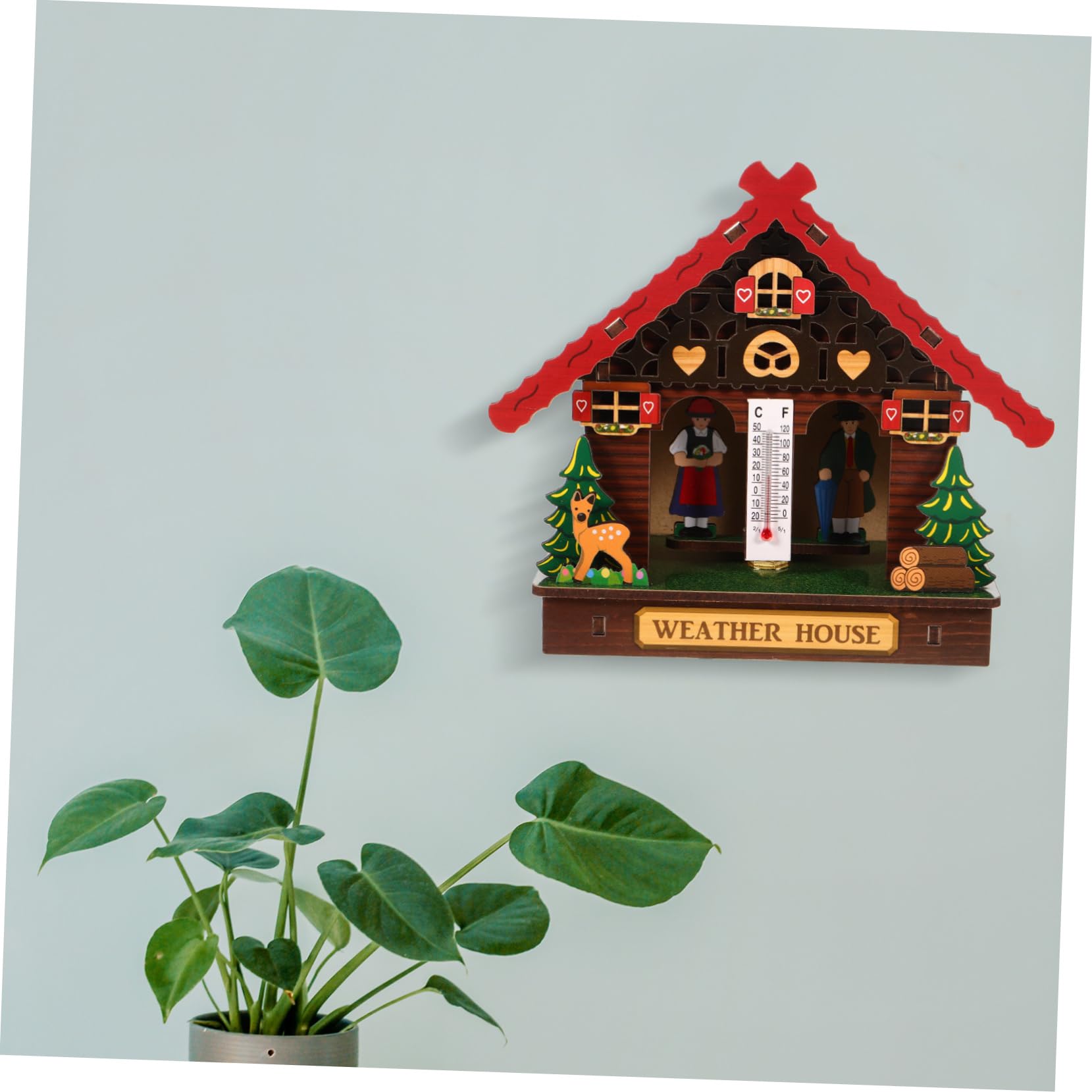 POPETPOP Termometro in Legno da Parete Elegante e Barometro con Misurazione Accurata di Temperatura e Umidità e Decorazione da Parete per Uso Interno ed Esterno