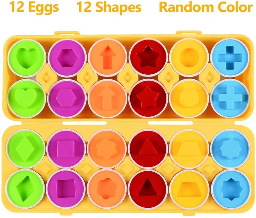 MAGIFIRE Playtime Matching Eggs for Toddlers, 12 Matching Eggs with Coordinated Shapes and Colors, Montessori Toys, STEM Educational Toys for 3 Years Old and Above