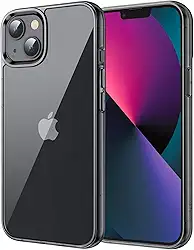 JETech Capa para iPhone 13 6,1 Polegadas, Case Protetora de Telefone à Prova de Choque Não-Amarelecimento, Capinha Parte Traseira Transparente Anti-Riscos (Preto)