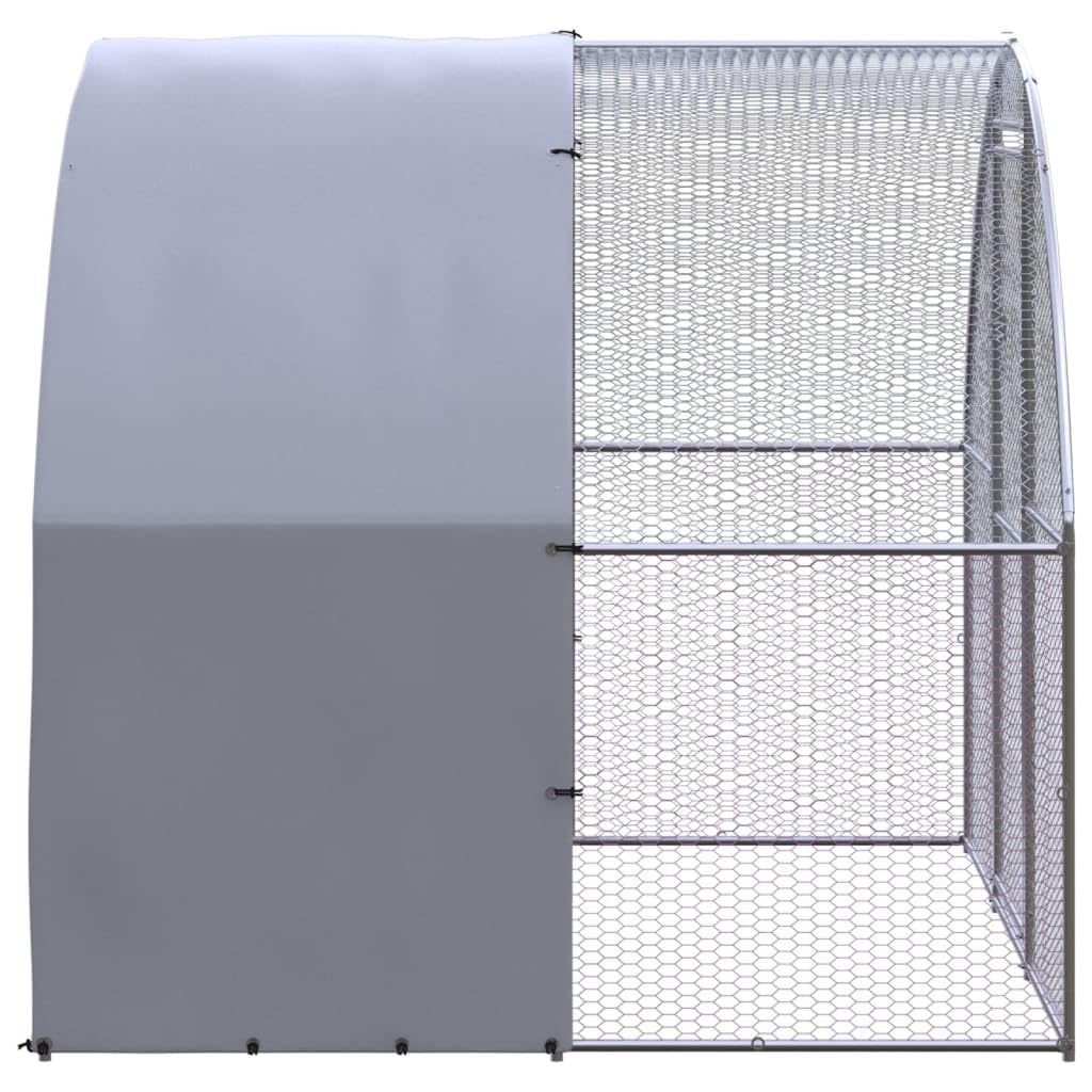 Gallinero para exteriores de acero galvanizado, 3 x 2 x 2 m, techo de polietileno resistente al agua, recinto para aves de corral, caño para pollos, patos, animales pequeños, jardín