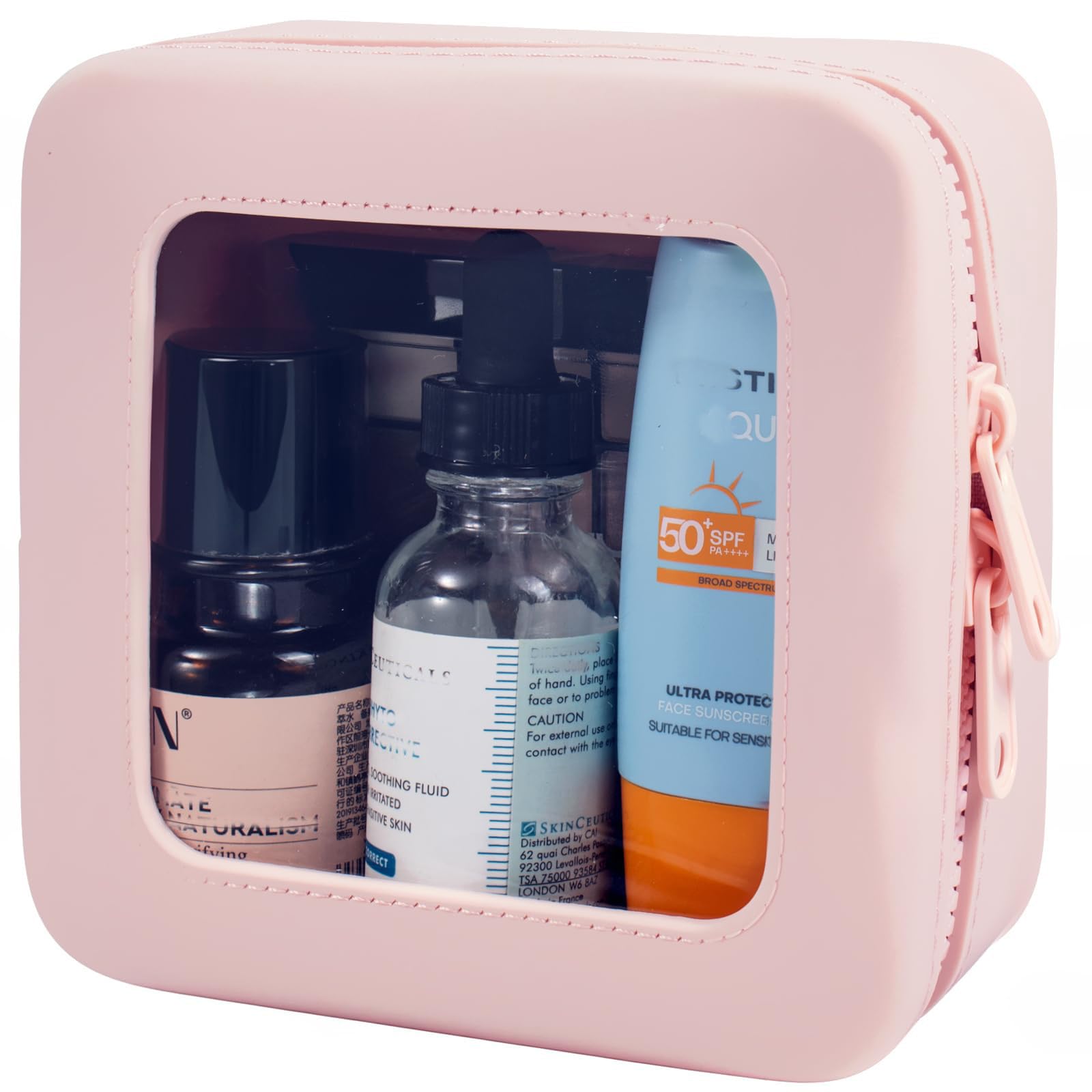 Kleine transparente Make-up-Tasche für Damen, Mini-Silikon-Reise-Kosmetiktasche, wasserdicht, transparent, Make-up-Tasche mit Reißverschluss, niedliche Kulturbeutel für Reisen, Auto-Organizer,