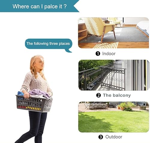 Miniatura 4 de Percheros de secado de ropa, acero inoxidable resistente con 20 ganchos resistentes al viento para el balcón interior o exterior, longitud ajustable