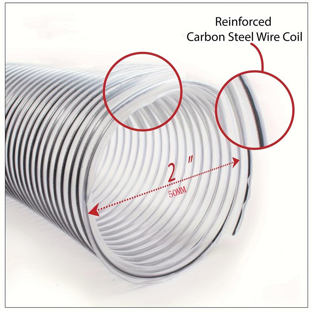 2 diametri esterni, 50 mm, tubo di raccolta polvere in PVC trasparente, per l'uso con raccoglitore di polvere a 2 connettori, ideale per aspirapolvere da officina
