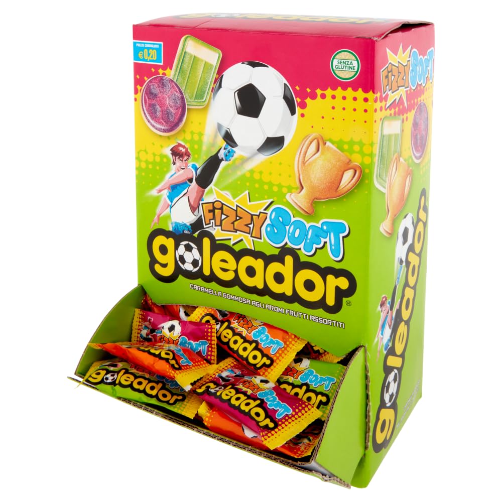 Goleador Fizzy Soft, Caramelle Gommose, Sour, Gusti Assortiti, Confezione da 180 Monopezzi con 3 forme diverse, da Condividere con Amici o con Chi Vuoi