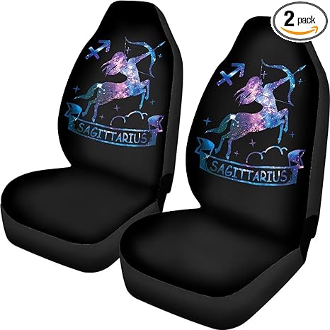 Horeset Sagittarius Print Auto Front Seats Protector, Bucket Seat Covers High Back Interior Accessories, Stretchy Breathable Vehicle Seat Cover,Universal Fit All Seasons