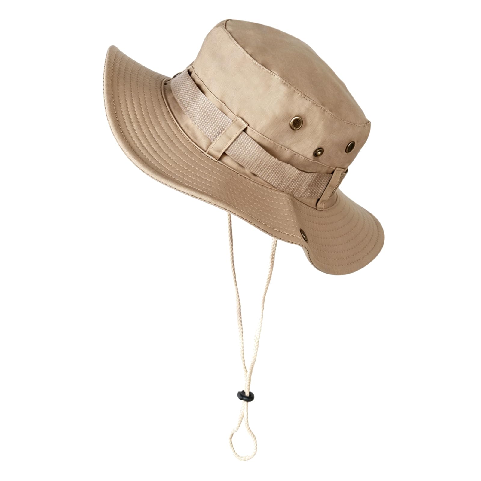 Txujzp Unisex Khaki Sun Hats For Men Fishing Hat, Adjustable Rope Adventure Hat, Foldable Sun Cap, Wide Brim Jungle Style, For Fishing, Hiking, Outdoor Exploration
