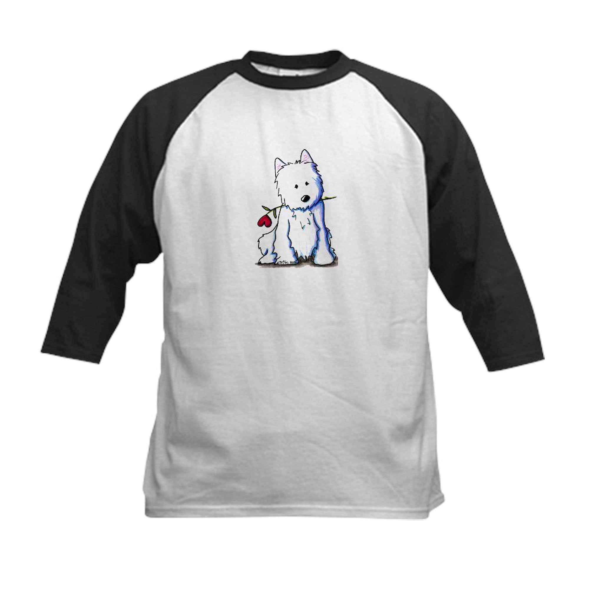 CafePress Westie Love Bucket Kids Baseball Jersey Kids Cotton Baseball Jersey, 3/4 Raglan Sleeve Shirt Black/White