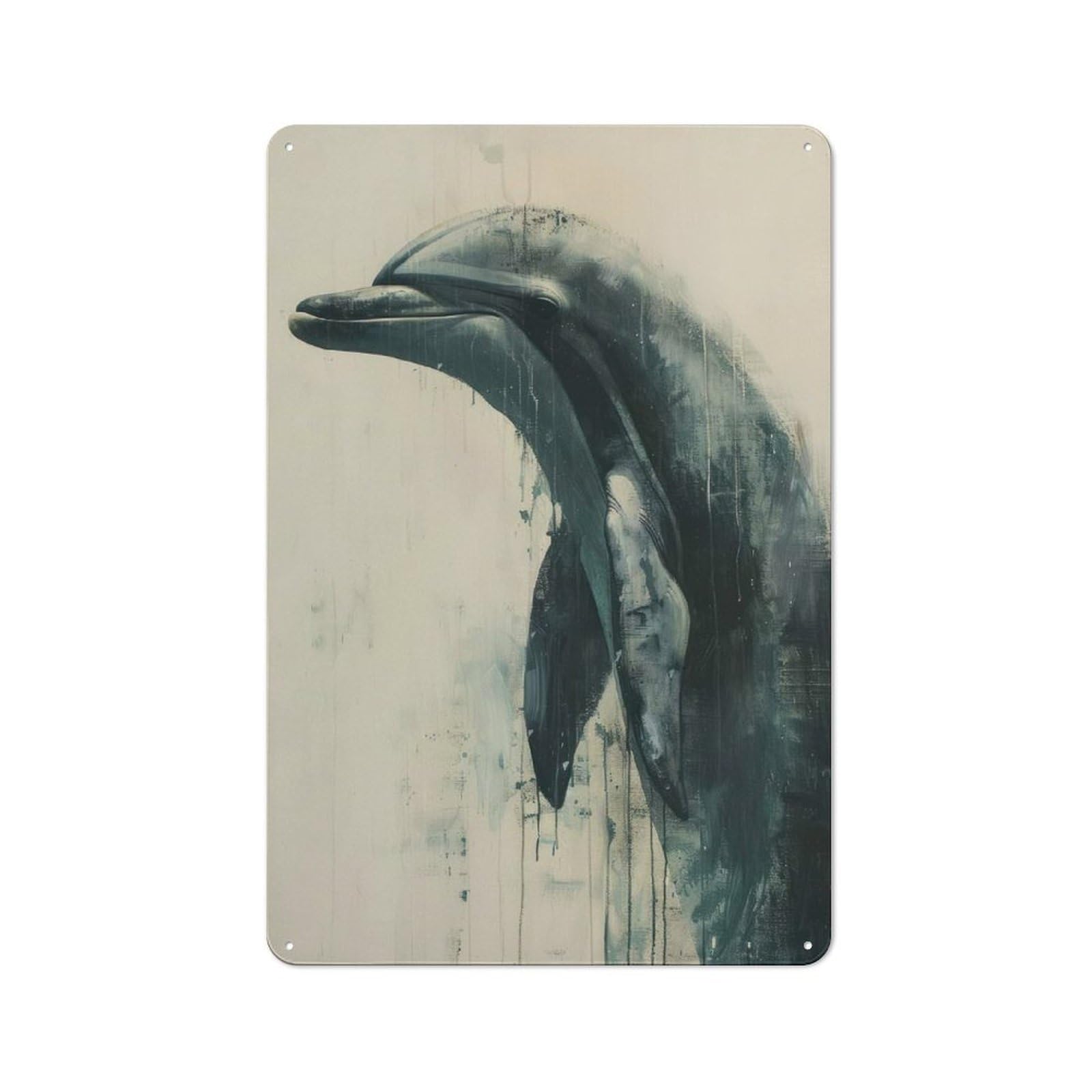 Junmoney Dolphin Harmony Retro Metal Sign 30X20cm Featuring For Living Room Wall, For Vintage Wall Decor Fans, For Themed Room Decoration