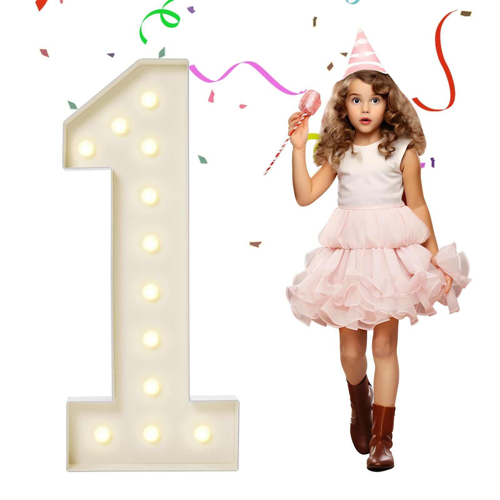 3.3FT Warm Glow Marquee Number Lights 1, Giant Light Up Decor Numbers Lamps to Brighten Up Kids Rooms, Holiday Parties, Photo Booths, Gender Reveal,100cm/40in