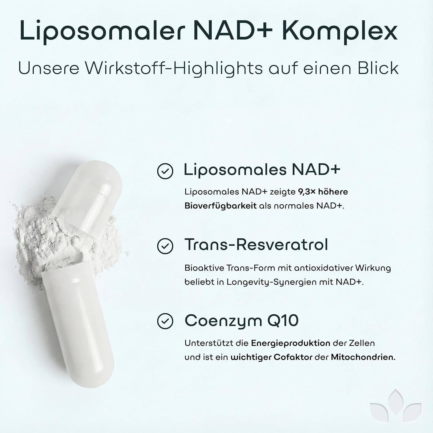 Green Lab NAD+ Komplex 1200 mg – Extra Starkes Liposomal NMN-Alternative Supplement mit Resveratrol, CoQ10, Alpha-Liponsäure, Astaxanthin – Für Frauen & Männer – Energie, Zellschutz & Anti-Aging
