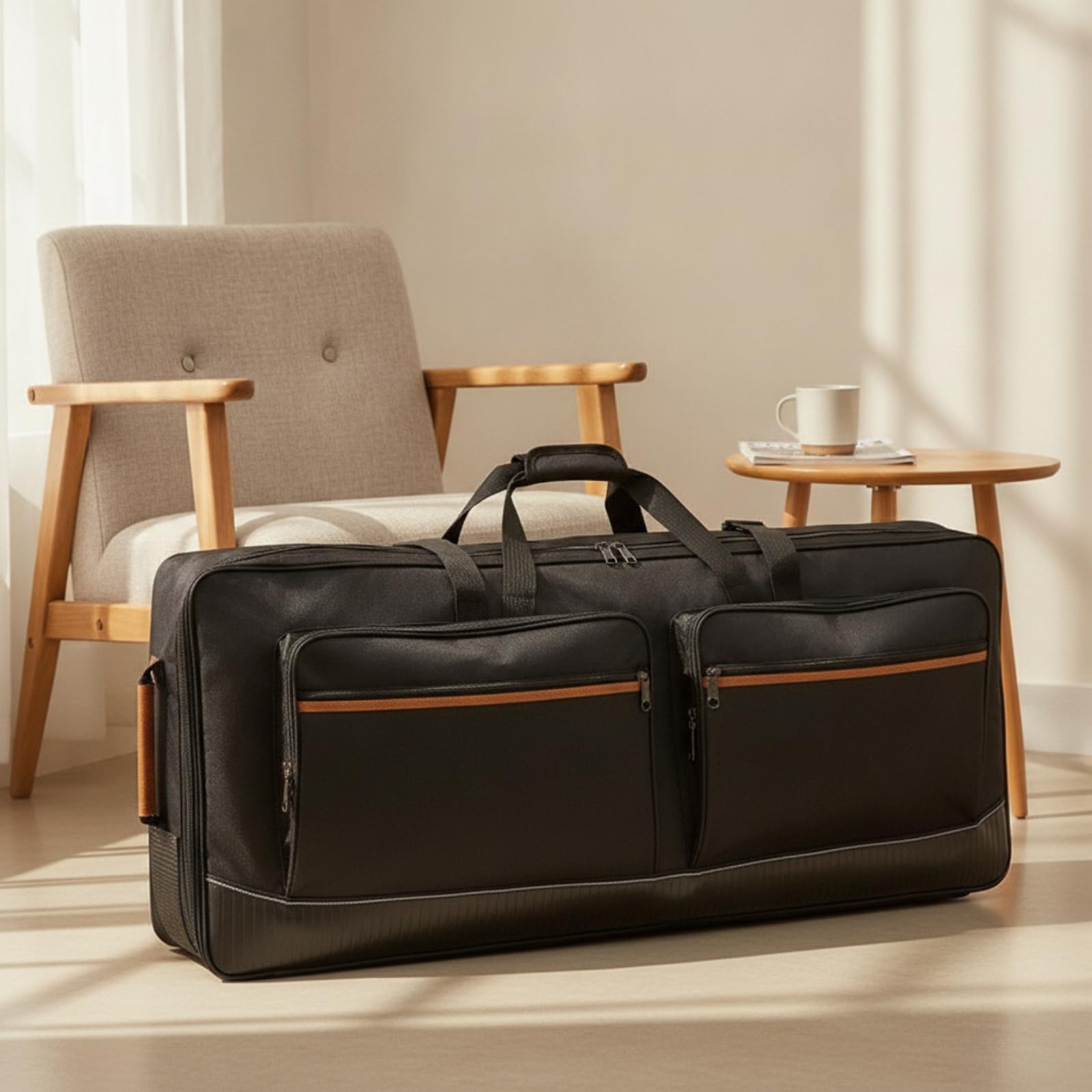 Borsa Morbida Custodia Imbottita per Musicisti, Studenti di Musica, Prove, 76 Tasti, Array, Nero