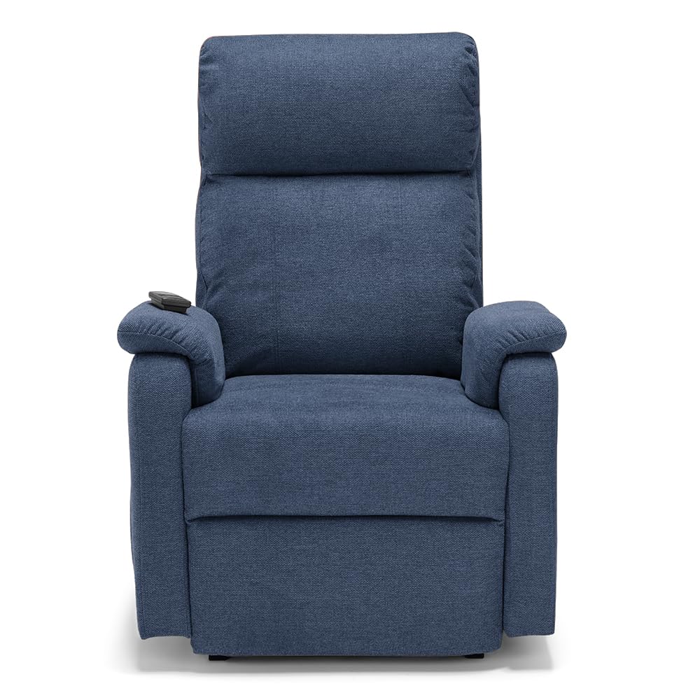 Poltrona relax elettrica Denver per anziani, 2 motori, 2 o 4 ruote, reclinazione e alzapersona, sponde estraibili, pediera estensibile, tessuto idrorepellente… (CON KIT ROLLER SYSTEM - 4 ruote, Blu)