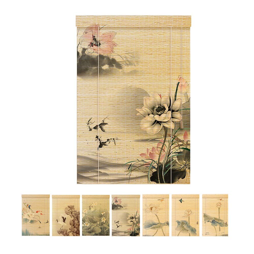 Bamboo Roller Shades Blinds Roman Blind Indoor Partition Curtain Provide Privacy Pastoral Style, Multiple Sizes PENGFEI (Color : A, Size : 100X150CM)