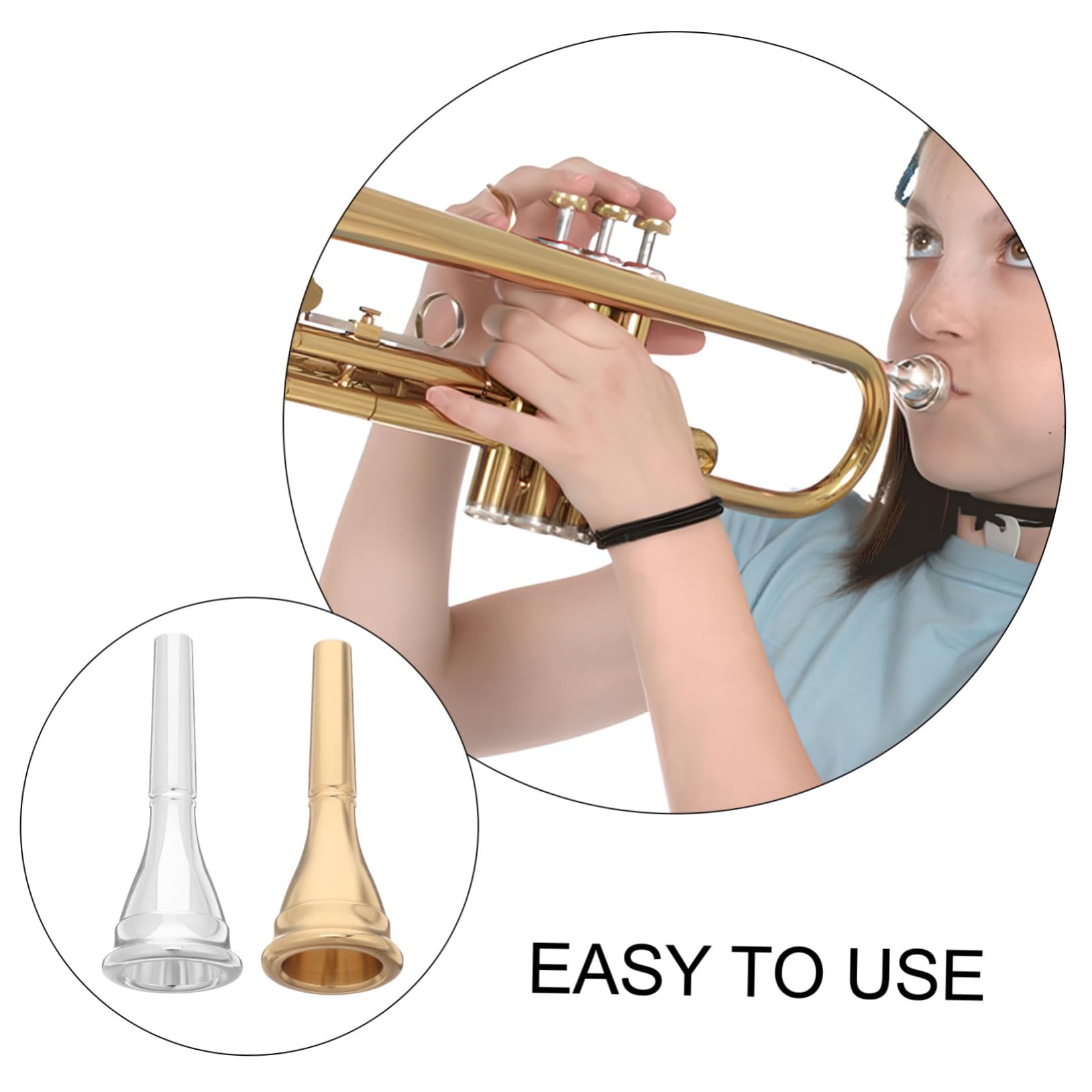 BESTonZON Bocchino per Corno Francese in Metallo Oro e Argento, Accessorio di Sostituzione 2 Pezzi per Concerti Professionali e Pratica Musicale