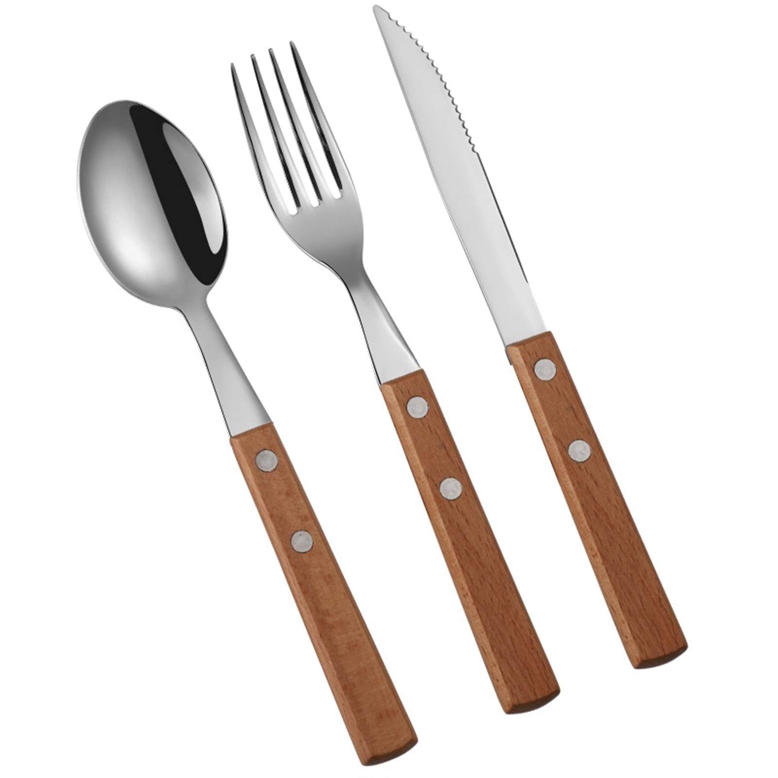 Couverts en bois haut de gamme avec manche ergonomique en inox