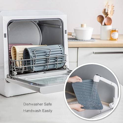 Miniatura 6 de Juego de 2 alfombrillas rectangulares de silicona extra grandes y extra gruesas para platos calientes, ollas y sartenes, almohadillas calientes de