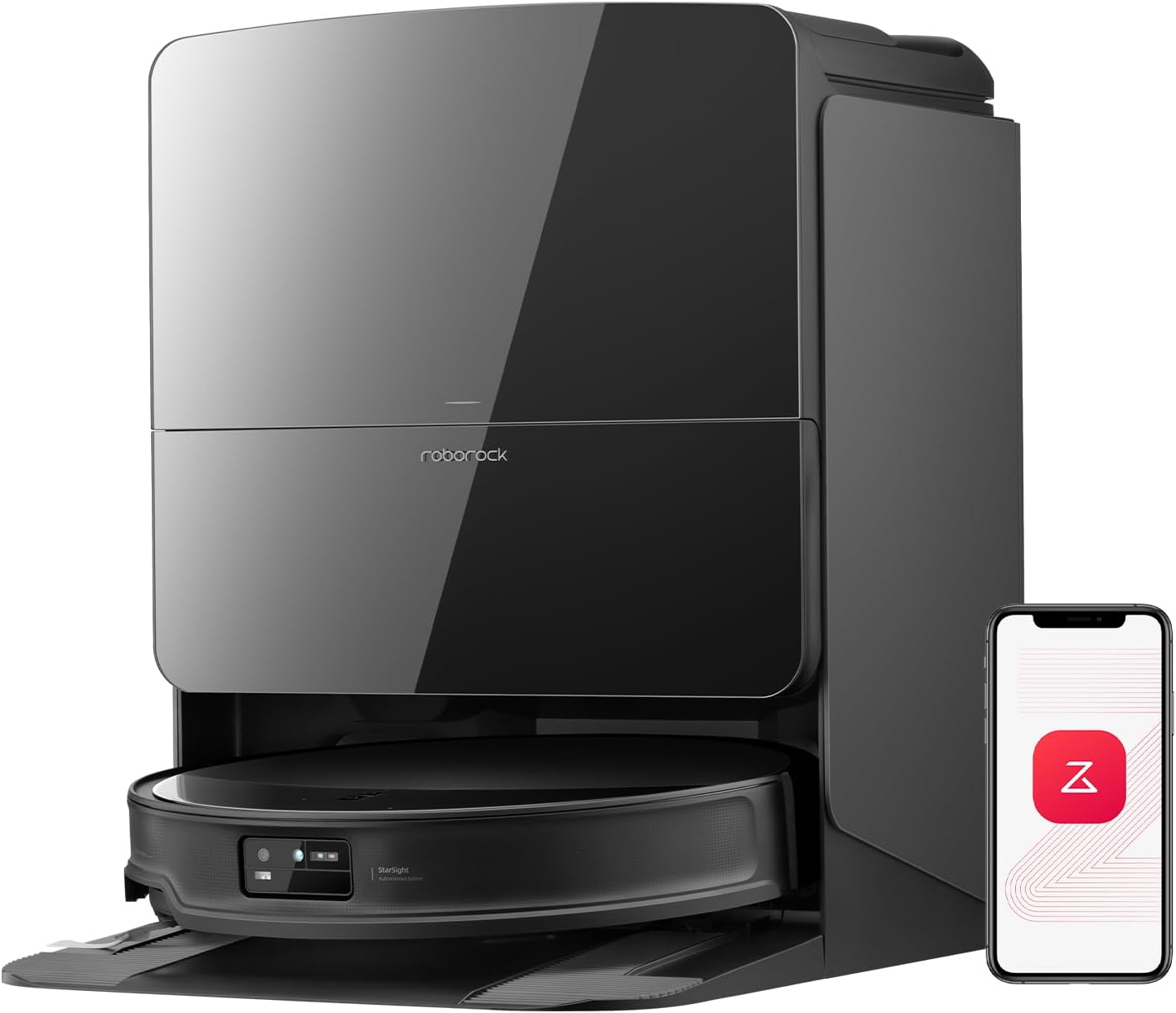 Saros 10R Robot Vacuum and Mop, 22,000 Pa Suction, Zero-Tangling, 3.14’’ Ultra Slim, FlexiArm Riser Technology for Carpet & Floor, Corner & Edge Cleaning, Self-Emptying, Hot Air Drying, Black