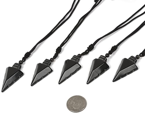 Miniatura 2 de Collar con dije de amuleto de cristal de punta de flecha de punta de flecha de 1.850 in con parte trasera plana y punta de flecha natural, de 18 a