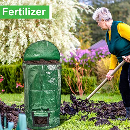 4 Pieces Compost Bin Bags Large 34 Gallon Reusable Yard Waste Bags Lawn Bags Heavy Duty Garden Bag Composting Bags Garbage Can Outdoor Container With Zipper Lid And Handles For Loading Leaf Trash #TOP5