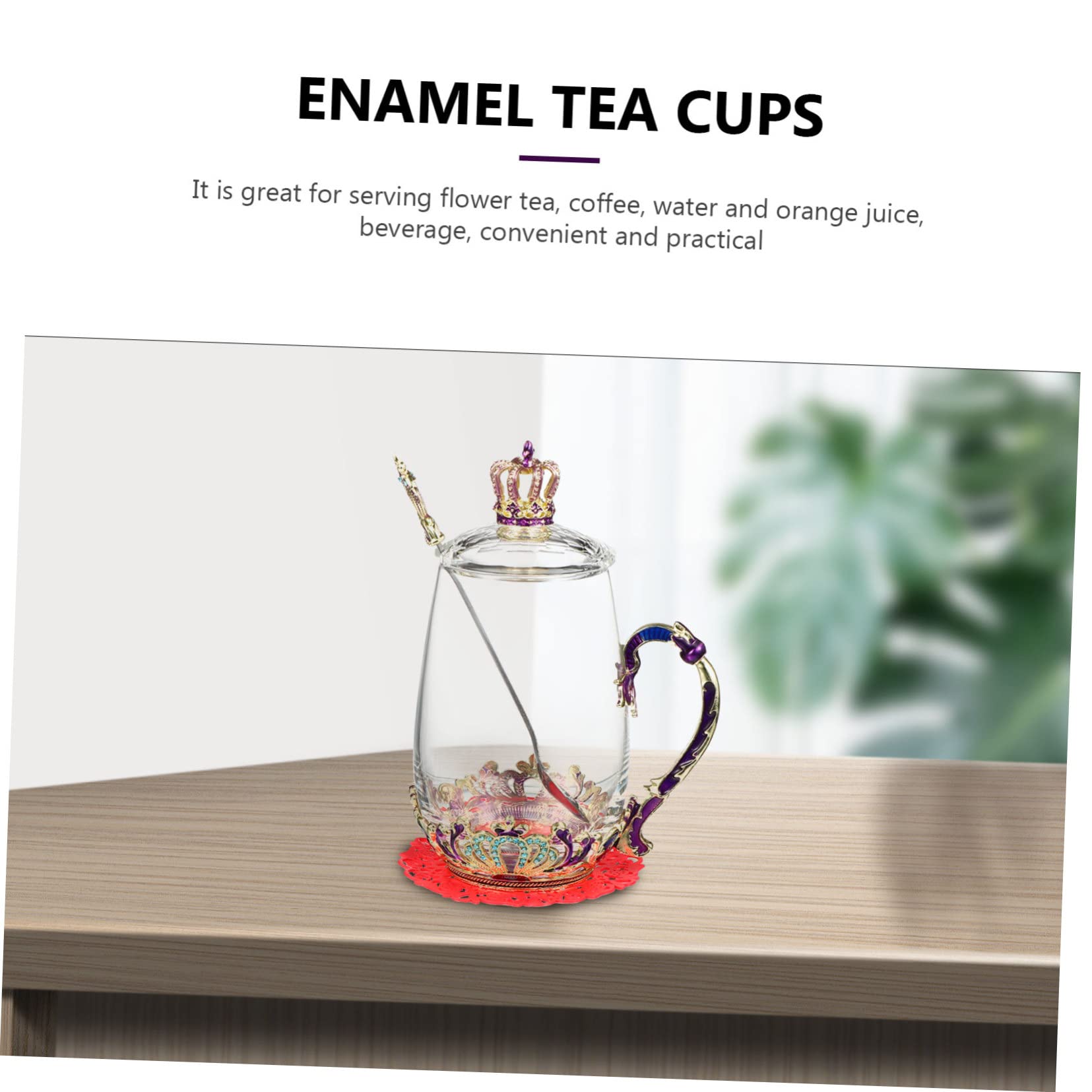 Cabilock 1 Satz Blumenteetasse Aus Emaille Neuartige Kaffeetassen Emaille Ausgefallene Teetassen -blumen-teebecher Klare Kaffeetasse Frau Becher Trinken Europäischer Stil Glas
