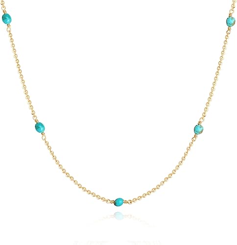 Fettero Dainty Beads Choker Neckces for Women - 14K Gold Plated Beaded Necklace Summer Beach Choker Boho Gold Necklace for Women Jewelry
