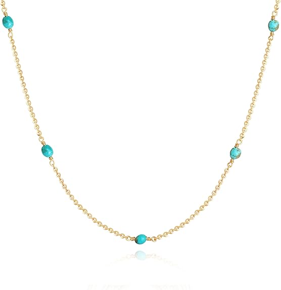 Fettero Dainty Beads Choker Neckces for Women - 14K Gold Plated Beaded Necklace Summer Beach Choker Boho Gold Necklace for Women Jewelry