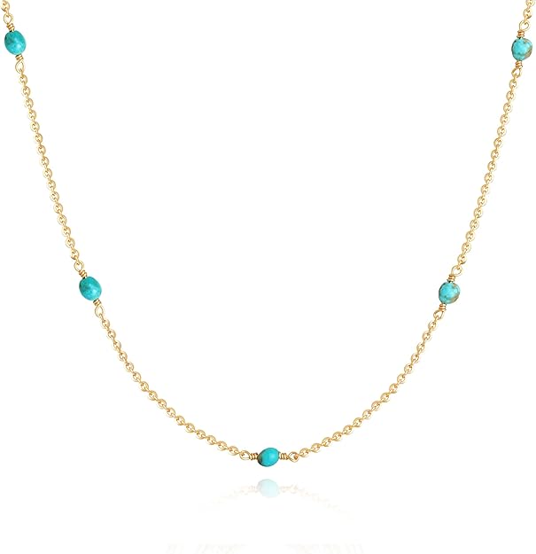 Fettero Dainty Beads Choker Neckces for Women - 14K Gold Plated Beaded Necklace Summer Beach Choker Boho Gold Necklace for Women Jewelry